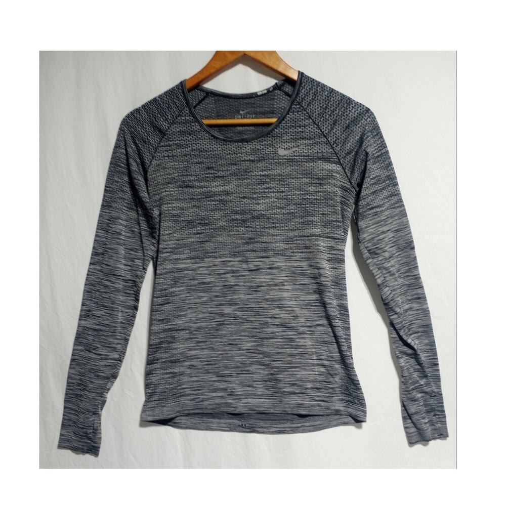 Nike Woman's Dri-Fit Long Sleeve Running Shirt Size Small Gray